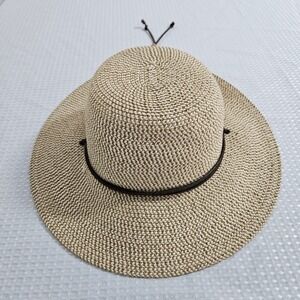 Solar Escape Womens Sun Hat Leather Trim Summer Beach Brown